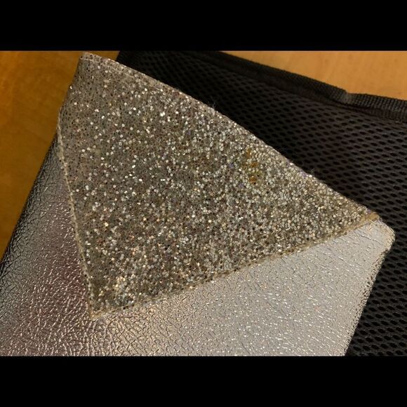 Vintage Silver Metallic Clutch Purse With Chain Sparkly Bling Evening Cocktails - Picture 4 of 11